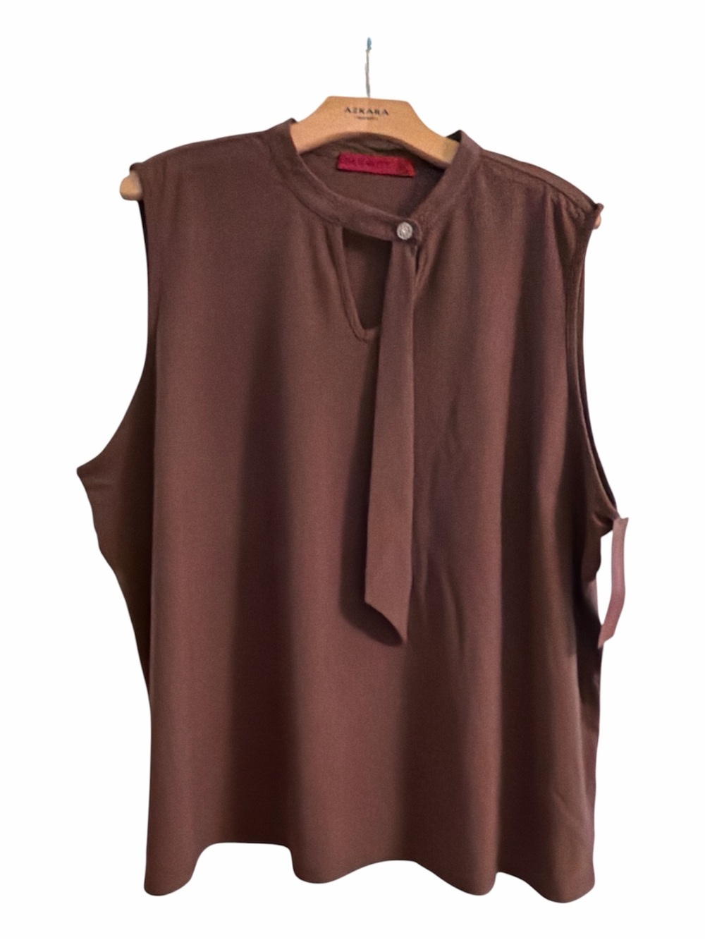 Scarlett Sleeveless Tie-Neck Top in Brown